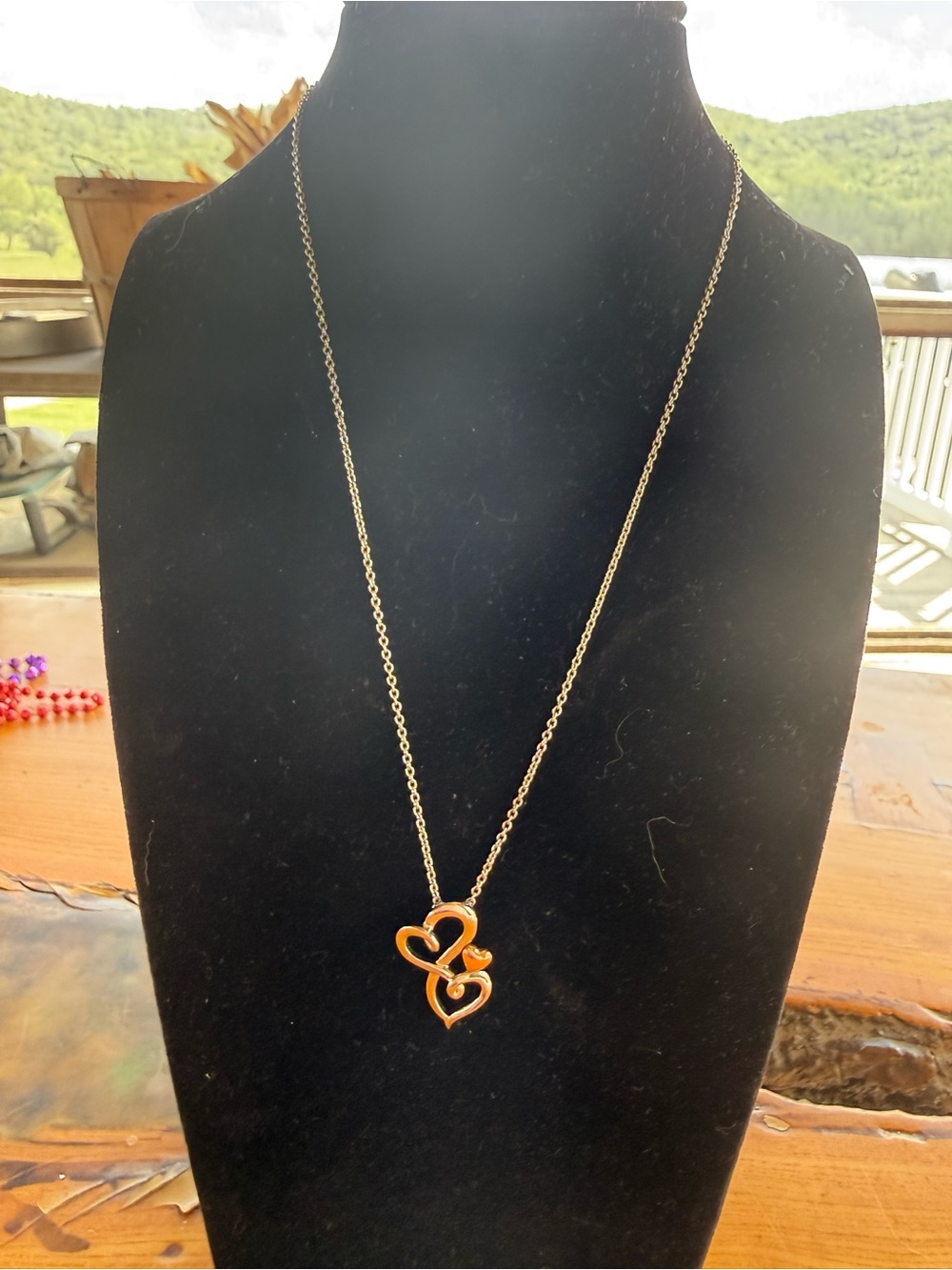 Gold Double Heart Pendant Necklace - Women Jewelry